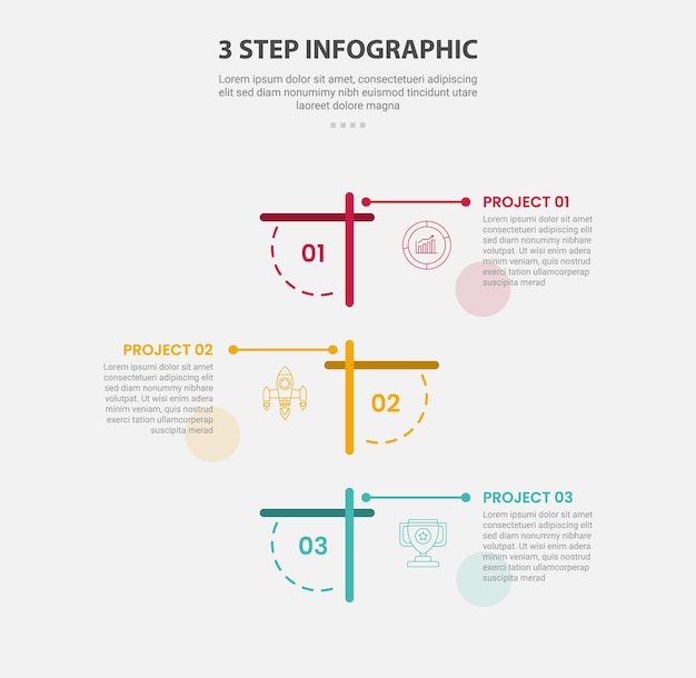 3 points template infographic outline style with 3 point step template with round rectangle line combination on vertical stack direction for slide presentation