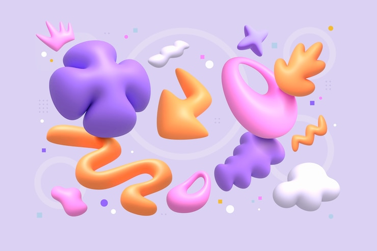 Vector 3d abstract shapes colorful composition