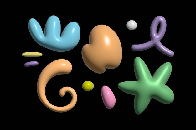 3d abstract shapes element set design