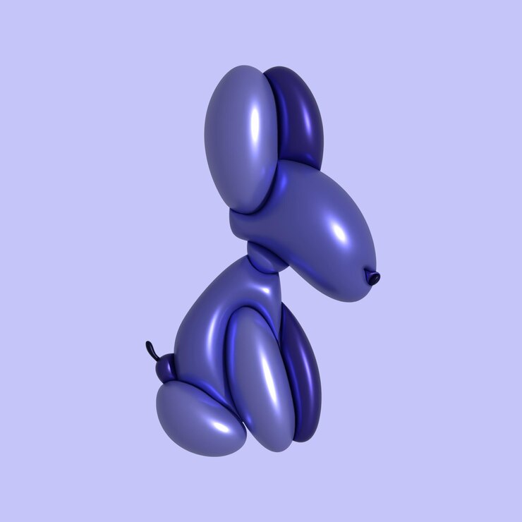 Vector 3d balloon dog vector illustration sitting dog