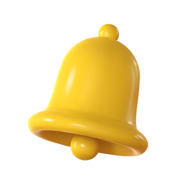 3d bell icon isolated on white background Realistic render yellow ringing bell Vector illustration