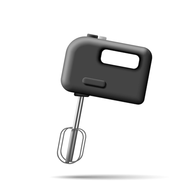 3d Black kitchen mixer for cooking on a white background
