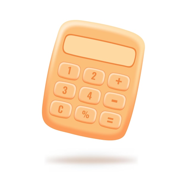3d calculator in pink and orange shade volumetric image of a simple 3d icon in cartoon plastic style isolated vector illustration