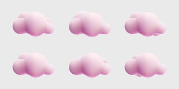 3d cloud cartoon style collection set pink pastel