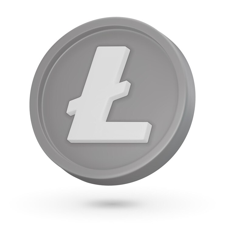 Vector 3d coin cryptocurrency symbol litecoin ltc 3d vector icon illustration isolated on a white background