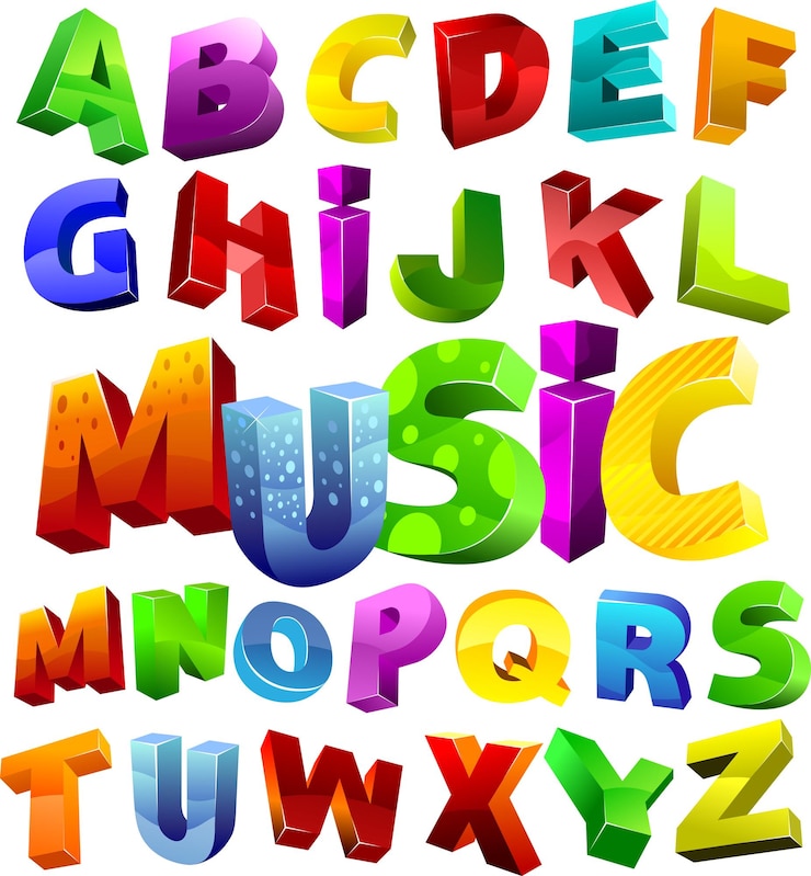 Vector 3d colorful alphabet set vector