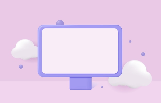 3d computer monitor on an isolated background vector illustration