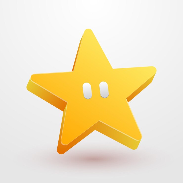 3d cute star cartoon style icon vector