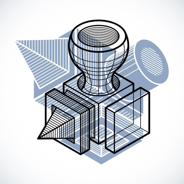 3D design, abstract vector dimensional cube shape.
