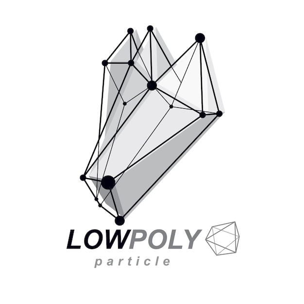 3d design, abstract vector faceted shape. Technology and science conceptual emblem.
