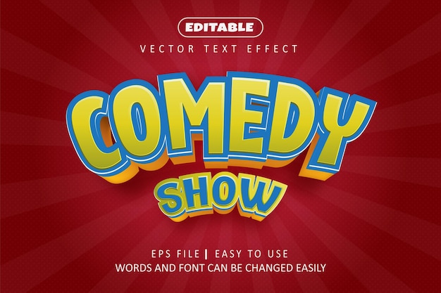 3D Editable comedy show text effect funny and comic text style