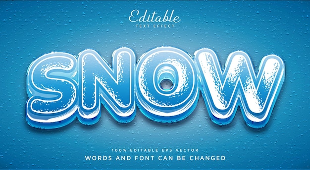 3D Editable Snow Text Effect Eps Vector