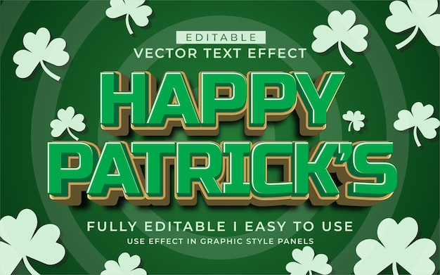 3d editable St Patricks Day text effect typography style template