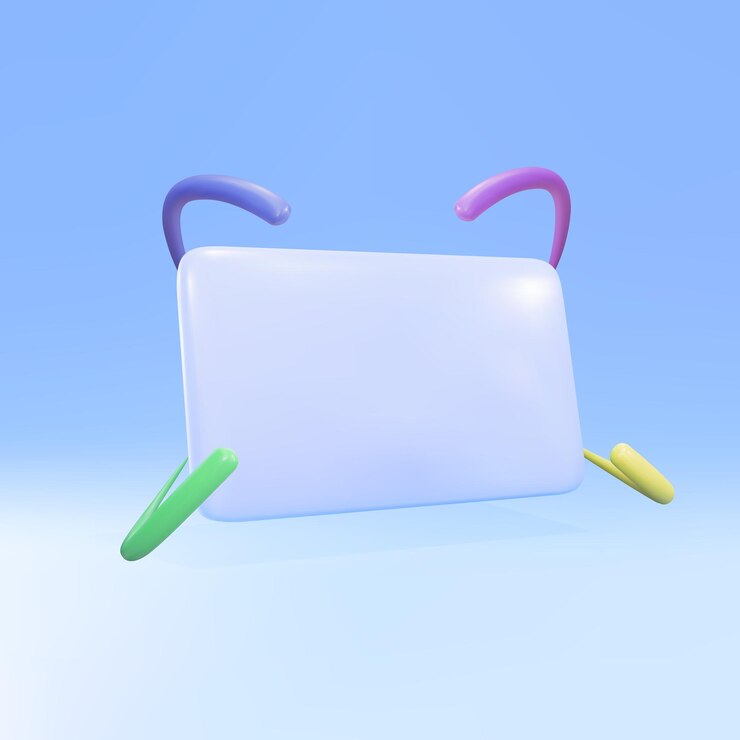 3d Empty popup message on a blue background