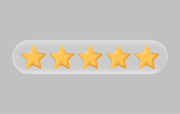 Vector 3d five star icon for service rating for satisfaction rating bubble