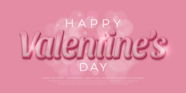 3d font style effect text happy valentine's day