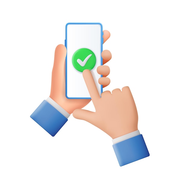 3d hands hold blank smart phone icon