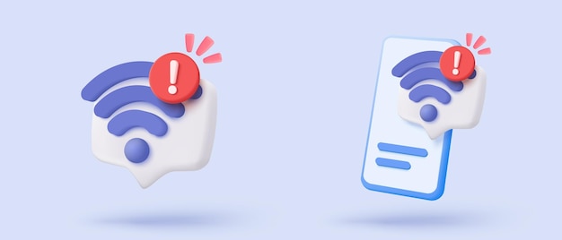 3d icon wireless connect and sharing network on internet Hotspot access point for false problem fail to connect Broadcasting area join public 3d WiFi simplicity icon vector render illustration