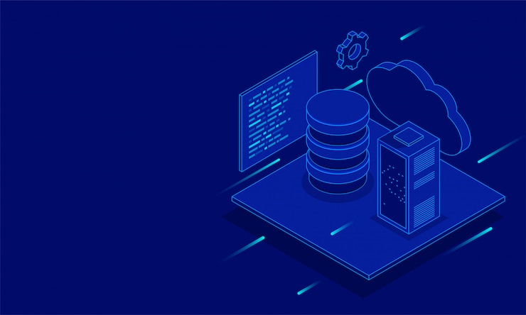 Vector 3d illustration of cloud server.