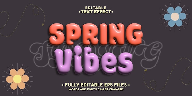 3d inflate spring vibes text effect