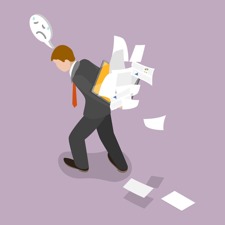 Vector 3d isometric flat vector illustration of overwhelmed of online notification