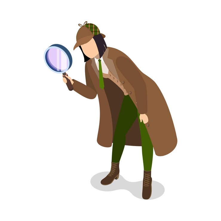Vector 3d isometric flat vector set of funny detective characters investigating agency item 4