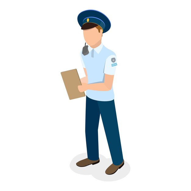 3d isometric flat vector set of traffic policeman characters item 4