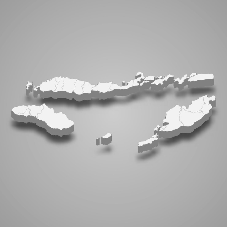 Vector 3d isometric map of east nusa tenggara is a province of indonesi