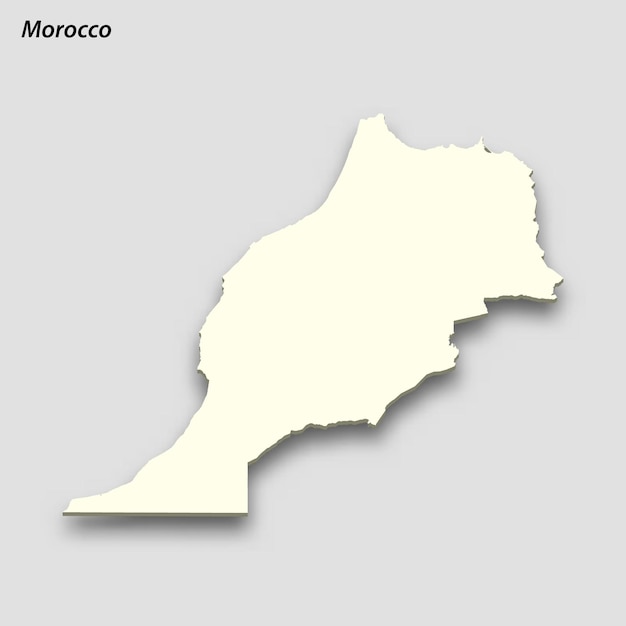 3d isometric map of Morocco isolated with shadow