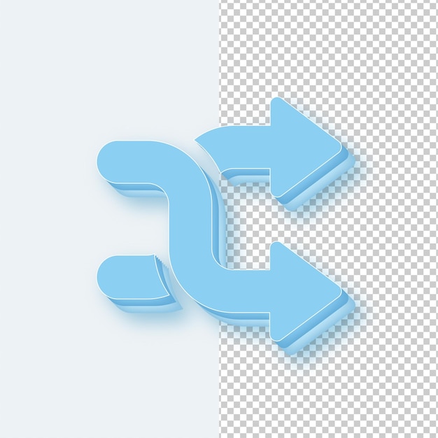 3D Light Blue Ice Tone Two Way Arrows Icon with Editable Background