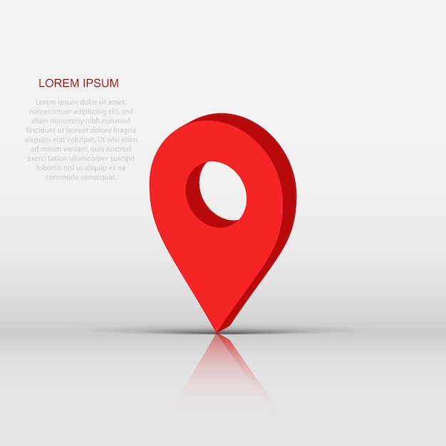 3D map pointer in flat style Gps navigation mark illustration on white isolated background Pointer destination concept