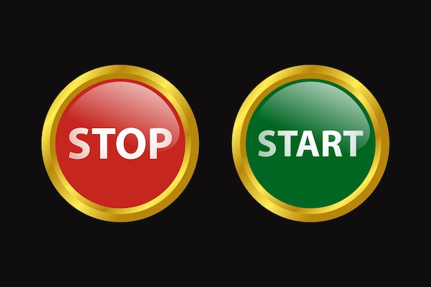 3d modern luxury icon start and stop button colorful vector element graphic