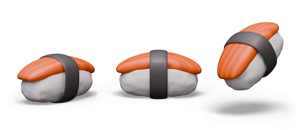 3D nigiri with tuna Traditional Asian dish Rice with salmon