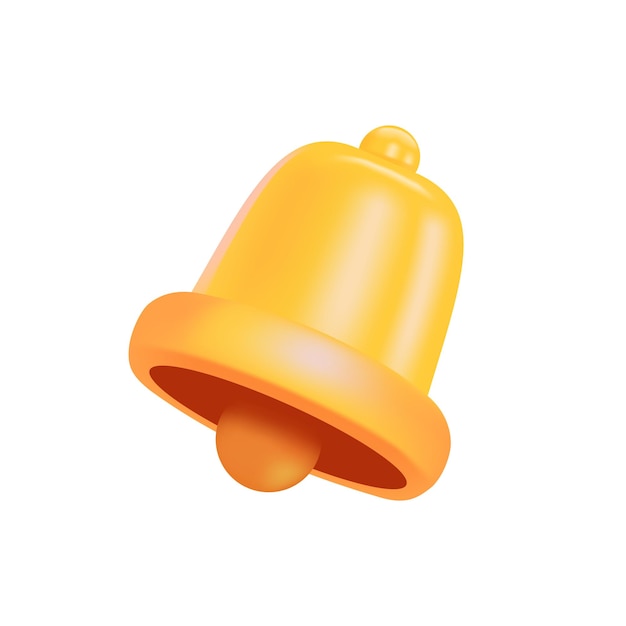 3d notification bell on white background Realistic vector icon