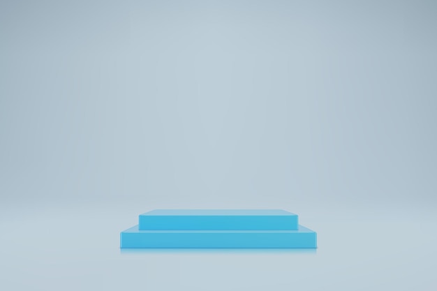 3d pastel blue cubic podium on light background