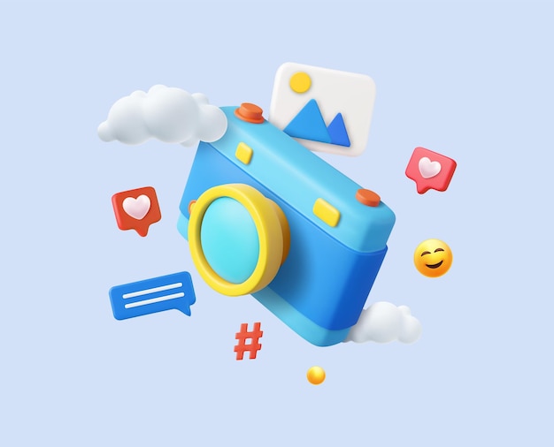 3d photo camera icon
