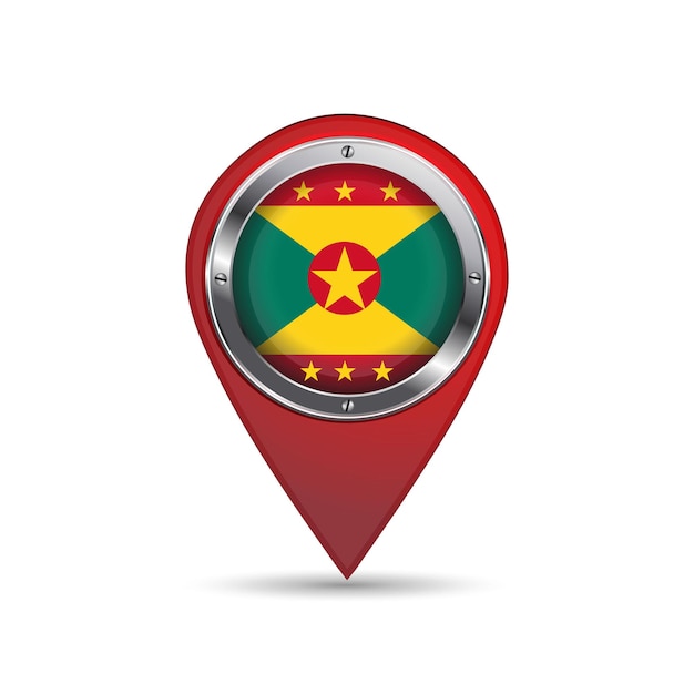 3D pin icon with Grenada flag inside vector image