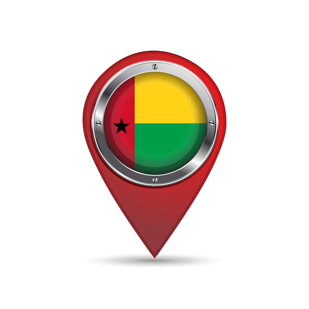 3D pin icon with Guinea Bissau flag inside vector image