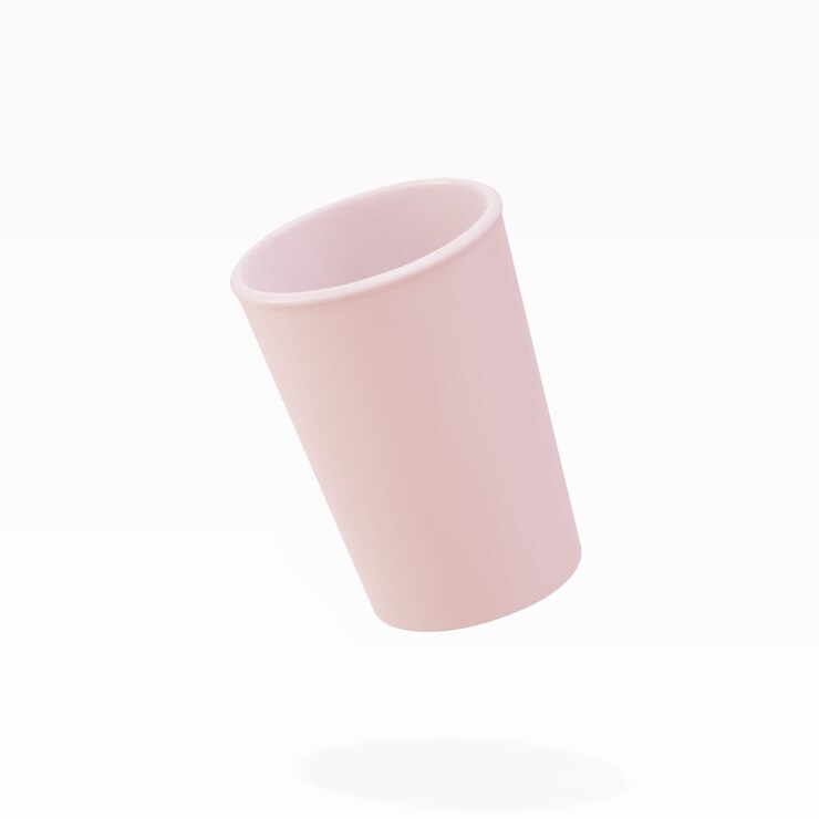 3d pink paper open cup on a white background