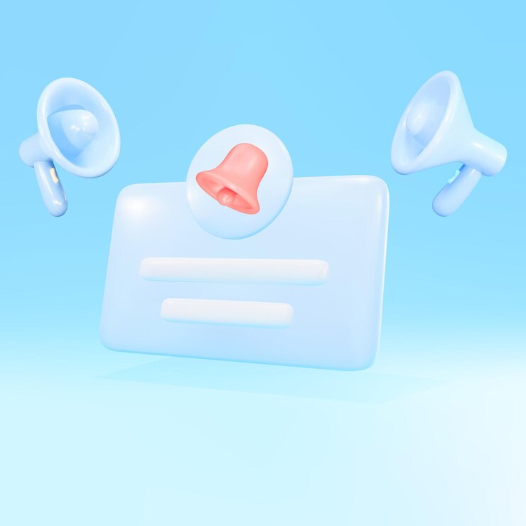 3D popup with text and reminder with megaphones