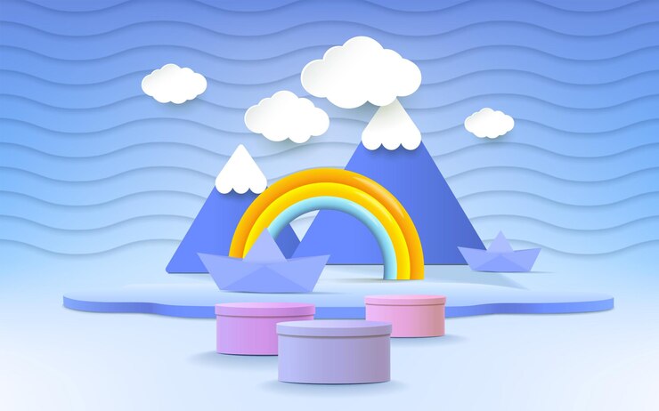 3d product podium with empty space for kids or baby product.