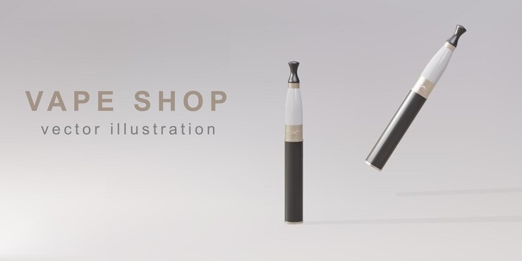 3D Promotional banner for vape shop two realistic vaping devices