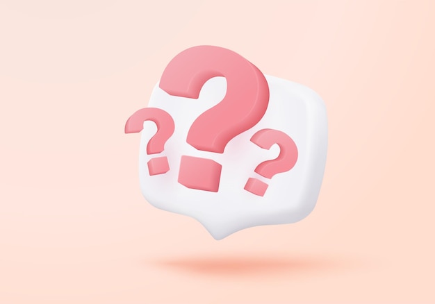 3d question answer sign or problem icon speak bubbles question mark sign or ask faq and qa answer solution information 3d answer speech bubbles icon vector render illustration
