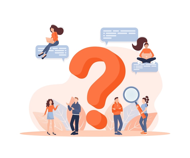 Vector 3d question people for landing page design flat vector illustration people communicate