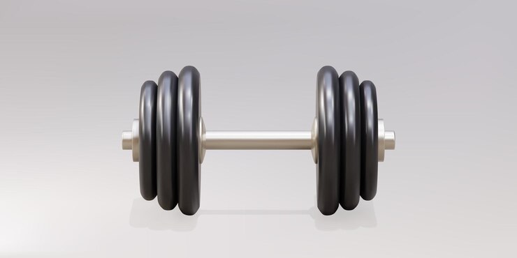 3d realistic dumbbell isolated on gray background