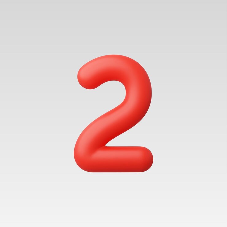 Vector 3d realistic number two vector illustration