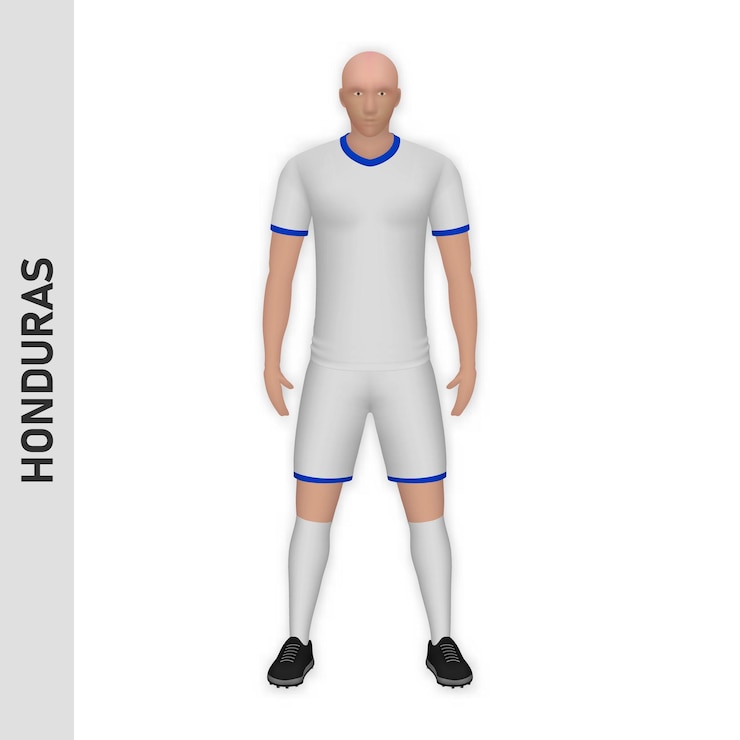 Vector 3d realistic soccer player mockup honduras football team kit te