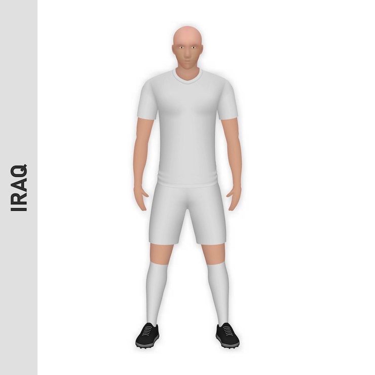Vector 3d realistic soccer player mockup iraq football team kit templa