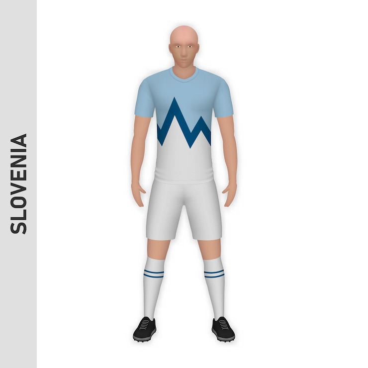 Vector 3d realistic soccer player mockup slovenia football team kit te