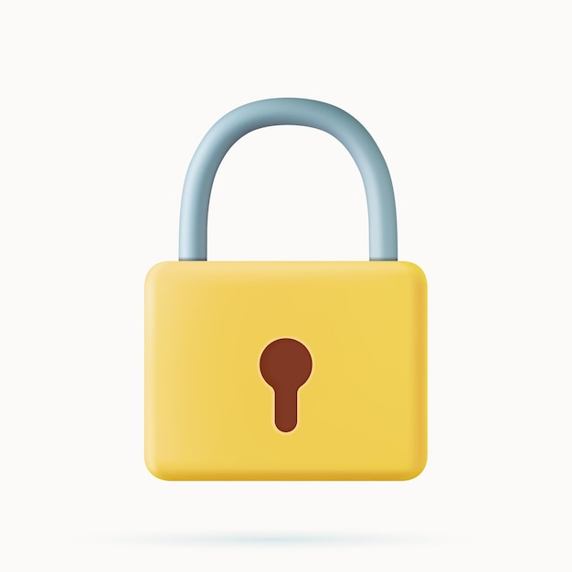 3d red padlock icon Metallic lock with steel shackle Safety and confidentiality information and property Locked password and personal web account security